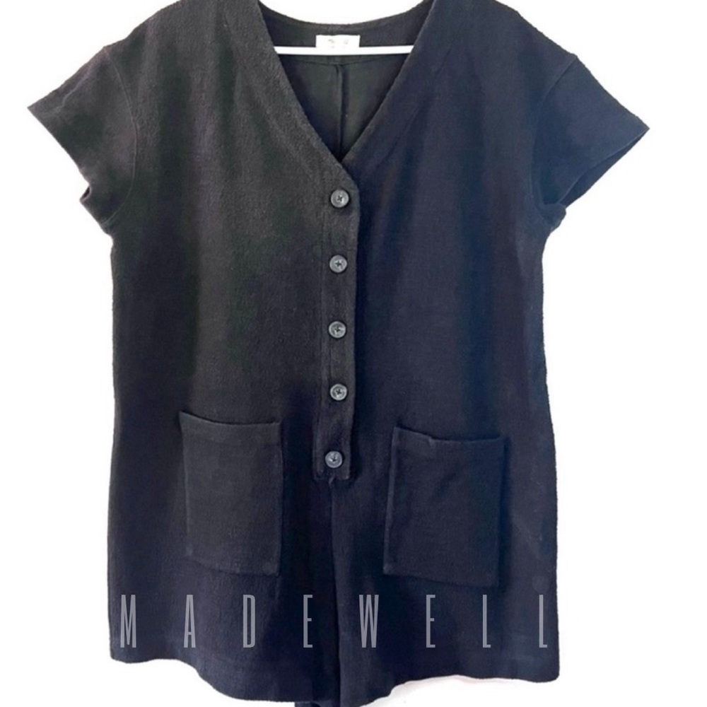 Madewell Romper Button Up Shorts Jumper Short Sleeve, Size: XXL